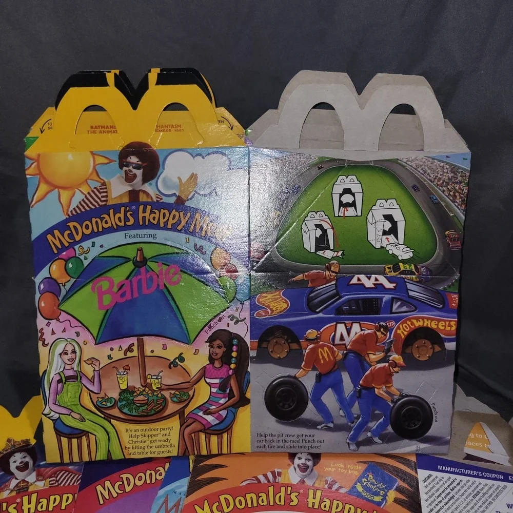 Vintage McDonald's Happy Meal Boxes Batman Teletubbies Show White Pooh Halloween